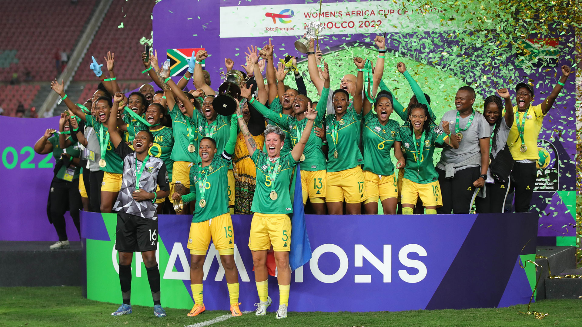 Banyana Banyana celebrate winning the WACON 2022